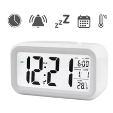 Relógio Digital de Mesa LCD com Alarme e Iluminação LED – Portátil e Compacto
