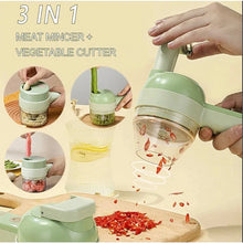 Mini Processador Elétrico 4 em 1 Sem Fio – Cortador, Triturador e Fatiador de Legumes em Aço Inoxidável