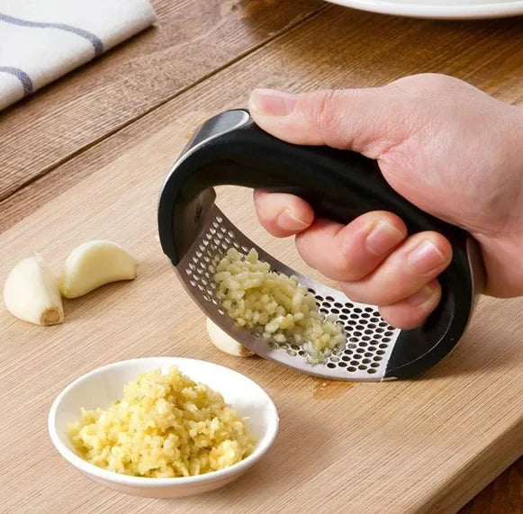 Espremedor de Alho Manual em Aço Inoxidável – Triturador de Alho Resistente para Cozinha
