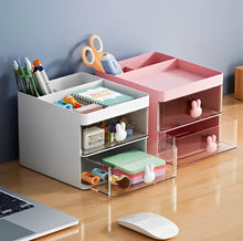 Organizador de Mesa Coelho com Gaveta – Porta Canetas, Maquiagem e Acessórios Multiuso