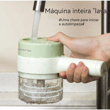 Mini Processador Elétrico 4 em 1 Sem Fio – Cortador, Triturador e Fatiador de Legumes em Aço Inoxidável