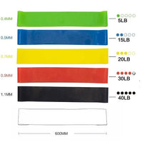 Kit com 5 Faixas Elásticas de Resistência para Yoga, Pilates, Academia e Treino Funcional