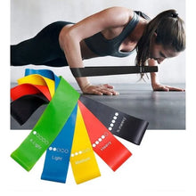 Kit com 5 Faixas Elásticas de Resistência para Yoga, Pilates, Academia e Treino Funcional