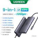 UGREEN Hub USB-C 10 em 1 com Duplo HDMI 8K/4K, RJ45 Gigabit, USB 3.0 e PD 100W