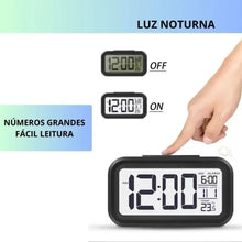 Relógio Digital de Mesa LCD com Alarme e Iluminação LED – Portátil e Compacto