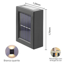 Arandela Solar LED Slim com Duplo Facho de Luz Quente – Luminária de Parede IP65 para Áreas Externas