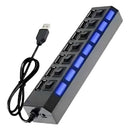 Hub USB 2.0 7 Portas – Adaptador Expansor USB para PC e Notebook com Múltiplas Conexões