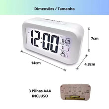 Relógio Digital de Mesa LCD com Alarme e Iluminação LED – Portátil e Compacto