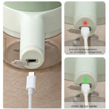 Mini Processador Elétrico 4 em 1 Sem Fio – Cortador, Triturador e Fatiador de Legumes em Aço Inoxidável
