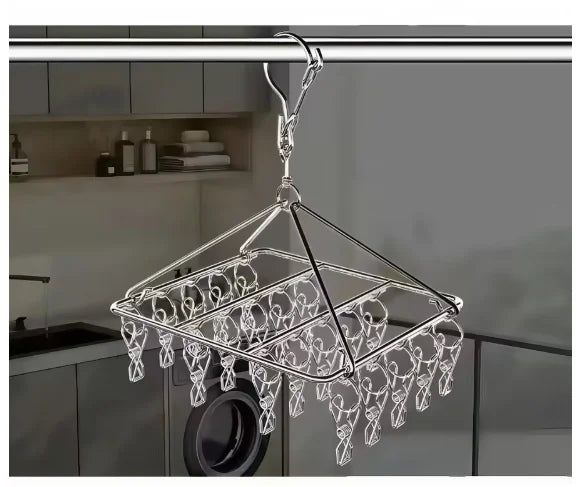 Varal Retrátil em Aço Inox com 40 Prendedores – Prático, Resistente e Ideal para Roupas