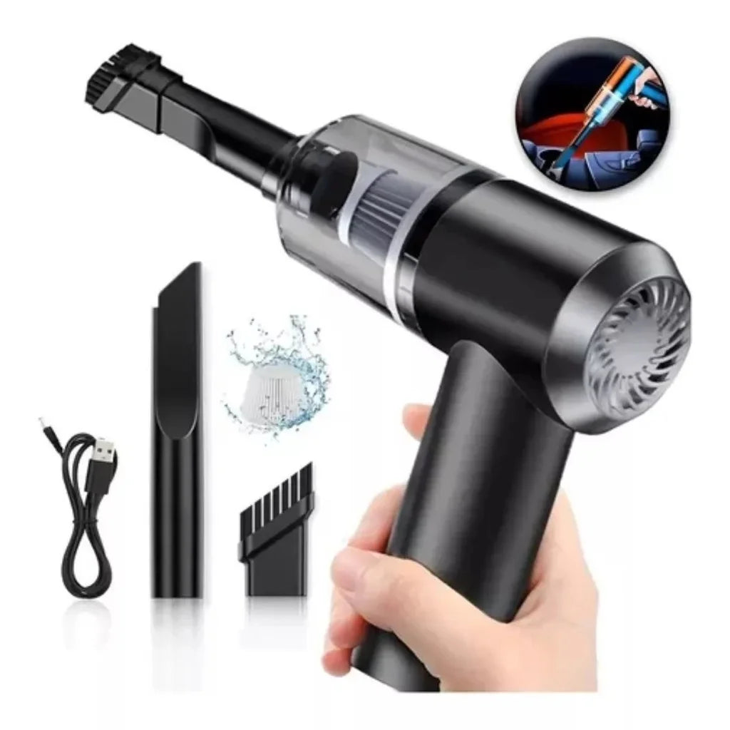 Mini Aspirador de Pó Portátil 3 em 1 Sem Fio Recarregável – Soprador, Aspirador e Compressor de Ar para Carro e Casa