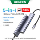 UGREEN Hub USB-C 10 em 1 com Duplo HDMI 8K/4K, RJ45 Gigabit, USB 3.0 e PD 100W