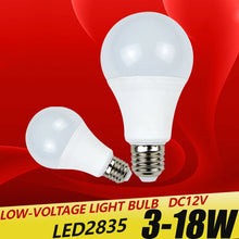 Lâmpada LED E27 DC 12V 3W a 18W – Luz Branca para Iluminação Residencial, Automotiva e Solar