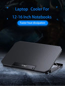 Cooler Gamer para Notebook 12 a 16 Polegadas – Base Refrigerada com Dupla Ventoinha, Controle de Velocidade e 2 Portas USB