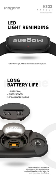 Monitor Cardíaco Magene H303 Bluetooth ANT+ – Sensor de Frequência Cardíaca com Cinta Peitoral para Garmin, Wahoo e GPS Bike