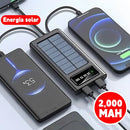 Carregador Portátil Solar 20000mAh 4 Cabos Embutidos Lanterna LED Powerbank Para Viagem