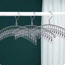Varal de Aço Inoxidável para Meias e Roupas Íntimas – Cabide Secador Antivento com Prendedores