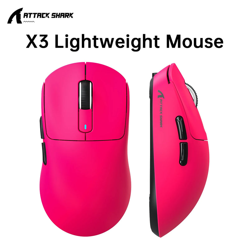 Mouse Gamer Attack Shark X3 Tri-Mode – Sensor PAW3395, 26.000 DPI, 49g, Bluetooth 5.2 e Wireless 2.4GHz