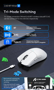Attack Shark X11  Mouse Three Mode 2.4G PAW3311