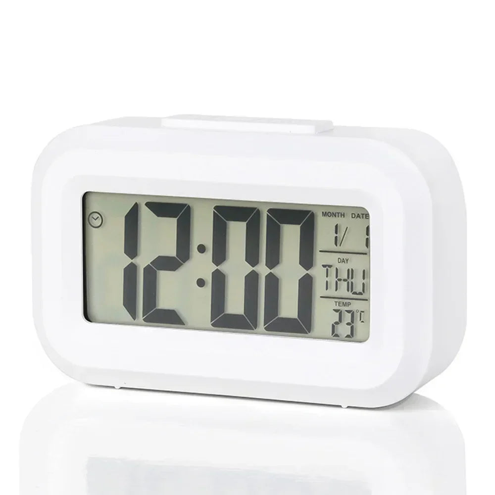 Relógio Despertador Digital LED com Calendário, Luz de Fundo e Display Multifuncional