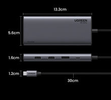 Adaptador Hub USB-C UGREEN 8 em 1 com Triple Display, Dual HDMI 4K 60Hz, DisplayPort, USB 3.2 e Power Delivery 100Wock for MacBook Pro Air PC