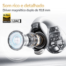 Fone Bluetooth QCY T33S Crossky C30S Open Ear – LDAC, Hi-Res Audio, Bluetooth 6.0 e Até 40 Horas