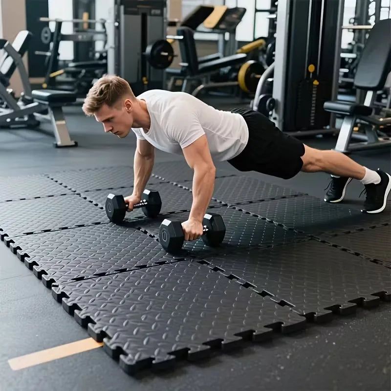 Kit com 16 Tapetes Modulares EVA 30x30cm – Piso Antiderrapante para Academia, Yoga e Home Gym