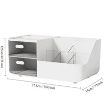 Organizador de Mesa com 2 Gavetas Transparentes – Porta Canetas e Acessórios para Escritório e Estudo