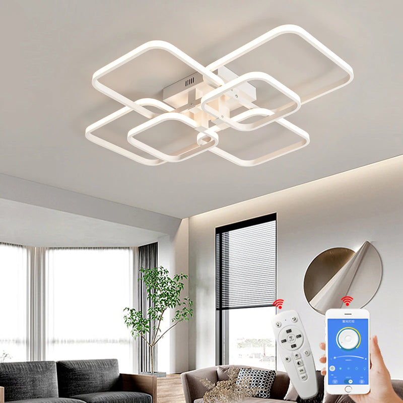 Plafon LED Retangular NEO Gleam Moderno – Luminária de Teto em Alumínio e Acrílico para Sala e Quarto