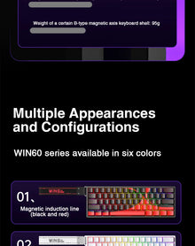 Teclado Magnético Gamer AULA WIN60 – Rapid Trigger, 8000Hz, RGB, Hot Swap e Layout 60%