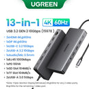UGREEN Hub USB-C 10 em 1 com Duplo HDMI 8K/4K, RJ45 Gigabit, USB 3.0 e PD 100W