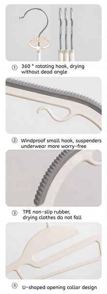 Kit com 10 Cabides Multifuncionais Antiderrapantes – Para Roupas Secas e Úmidas, Ideal para Guarda-Roupa