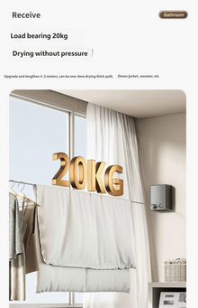 Varal Retrátil de Parede em Aço Inox – Corda Extensível para Secagem de Roupas com Economia de Espaço