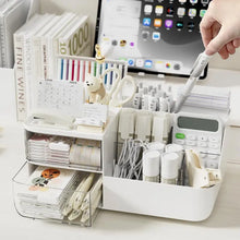 Organizador de Mesa com 2 Gavetas Transparentes – Porta Canetas e Acessórios para Escritório e Estudo