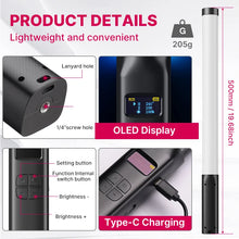 Bastão de Luz LED RGB Ulanzi VL119 19,7" – Iluminador Profissional para Foto, Vídeo, Streaming e Estúdio