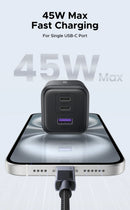 UGREEN Carregador GaN Fast Charger USB-C 45W com PD 3.0 e QC 3.0