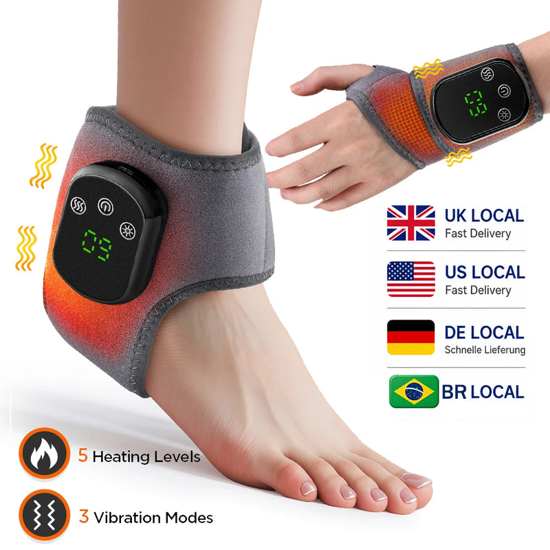 Massageador Térmico para Punho e Tornozelo sem Fio – 5 Níveis de Aquecimento e 3 Modos de Vibração