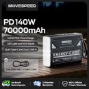 Power Bank MOVESPEED Z70 Pro 70000mAh 140W PD – Carregador Portátil com Lanterna LED