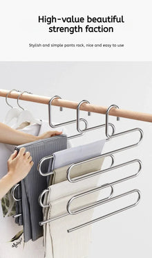 Cabide Multifuncional Dobrável 5 Camadas para Calças – Organizador Antiderrapante para Guarda-Roupa