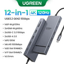 UGREEN Hub USB-C 10 em 1 com Duplo HDMI 8K/4K, RJ45 Gigabit, USB 3.0 e PD 100W