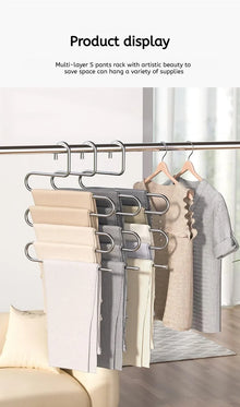 Cabide Multifuncional Dobrável 5 Camadas para Calças – Organizador Antiderrapante para Guarda-Roupa