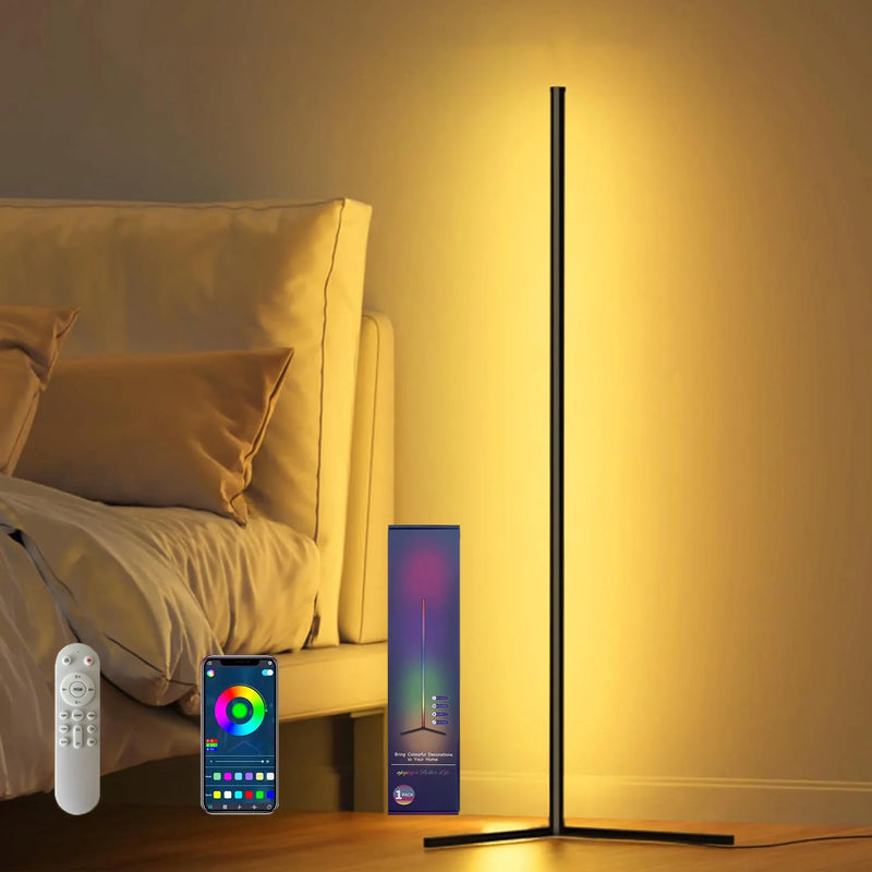 Luminária de Chão LED RGB Inteligente – Controle por App, Sincronização com Música e 16 Milhões de Cores