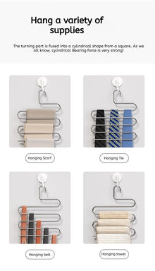 Cabide Multifuncional Dobrável 5 Camadas para Calças – Organizador Antiderrapante para Guarda-Roupa