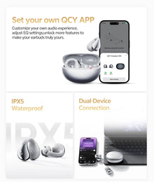 Fone Bluetooth QCY T33S Crossky C30S Open Ear – LDAC, Hi-Res Audio, Bluetooth 6.0 e Até 40 Horas