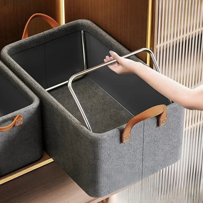 Organizador Dobrável para Calças e Roupas com Estrutura de Aço – Caixa Organizadora Empilhável para Guarda-Roupa