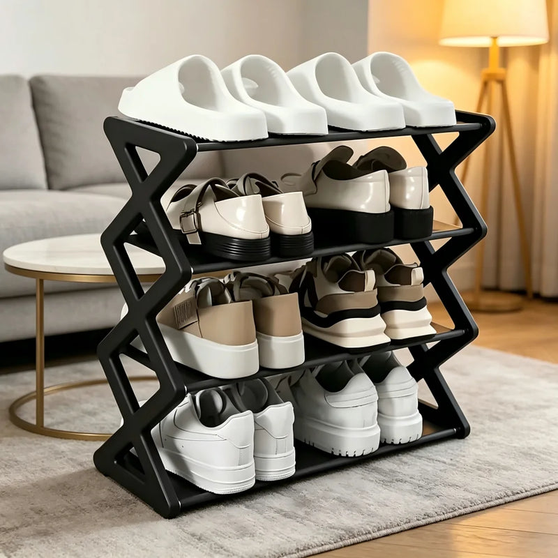 Sapateira Organizadora X de 4 Andares – Estante Compacta para até 12 Pares de Sapatos