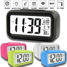 Relógio Despertador Digital LED com Calendário, Luz de Fundo e Display Multifuncional