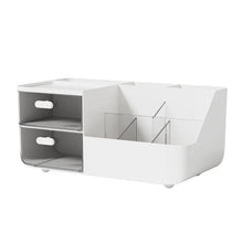 Organizador de Mesa com 2 Gavetas Transparentes – Porta Canetas e Acessórios para Escritório e Estudo