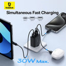 Carregador BASEUS 30W USB-C + USB-A – Fast Charging PD 3.0 com 3 Portas