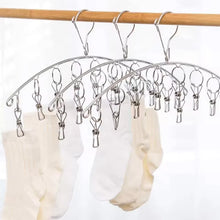 Varal de Aço Inoxidável para Meias e Roupas Íntimas – Cabide Secador Antivento com Prendedores